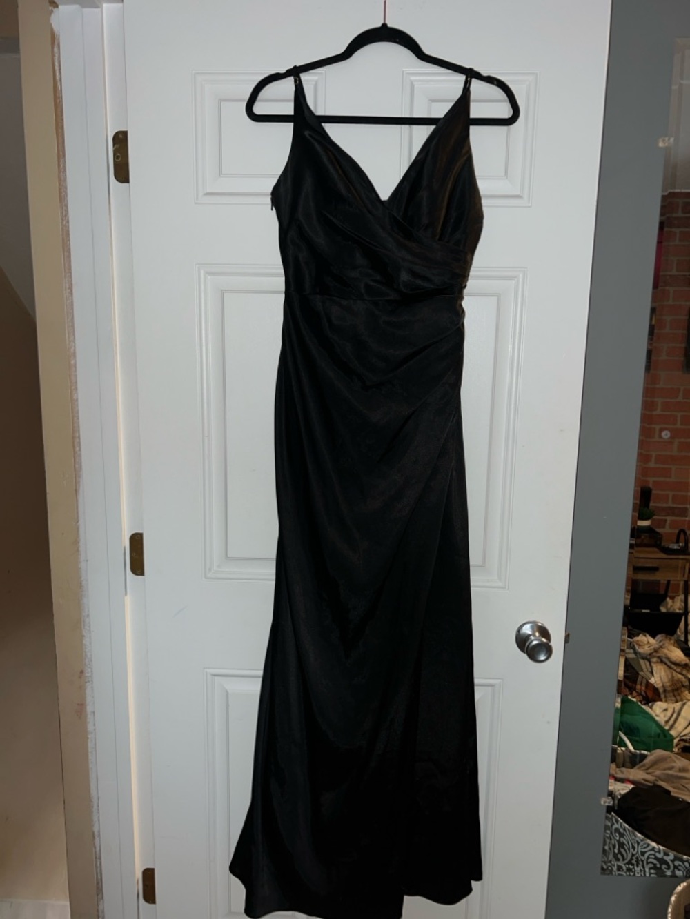 David's Bridal Black V-Neck Maxi Dress